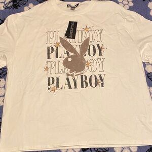 PLAYBOY Kids White Graphic Tee